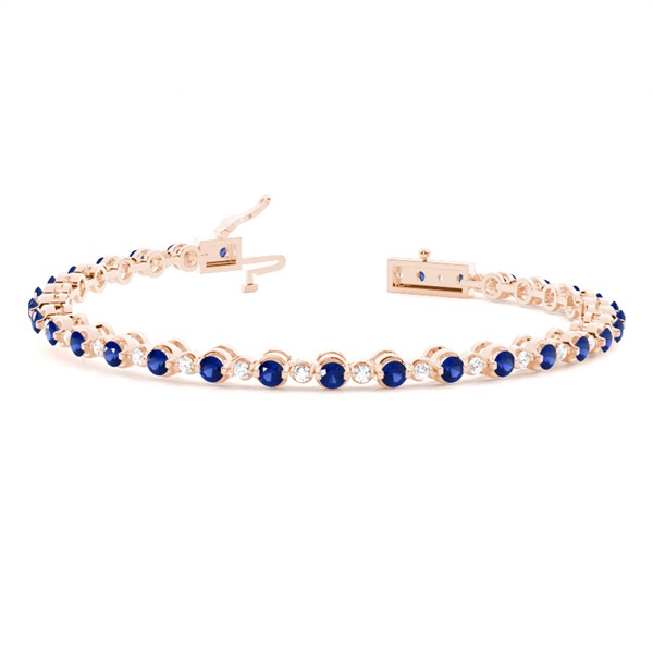 2 Prong Setting Round Blue Sapphire Tennis Bracelet