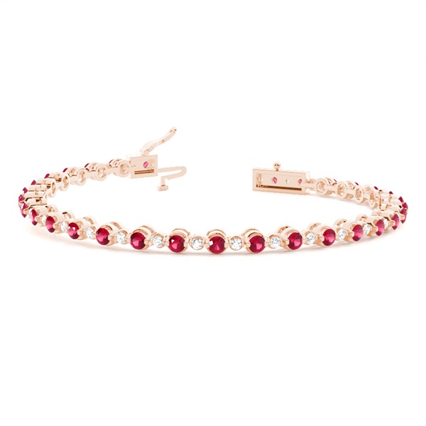 2 Prong Setting Round Ruby Tennis Bracelet