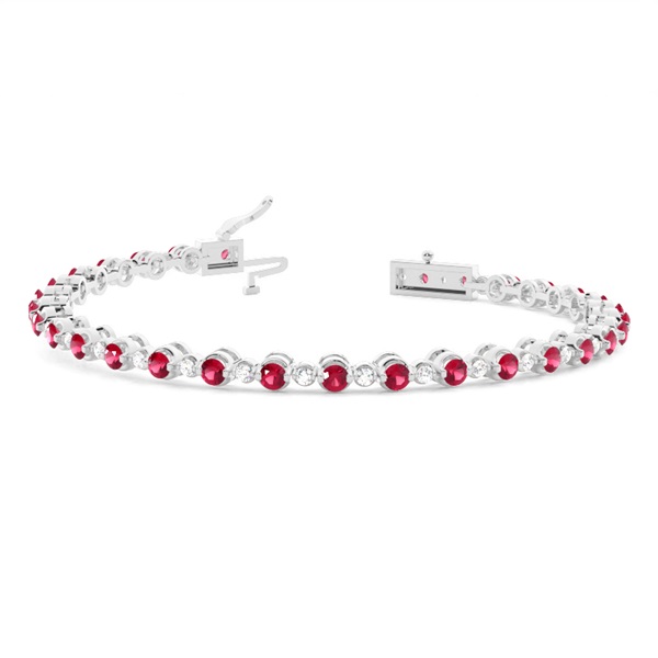 2 Prong Setting Round Ruby Tennis Bracelet