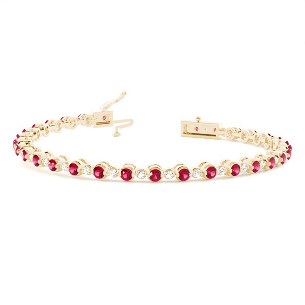2 Prong Setting Round Ruby Tennis Bracelet