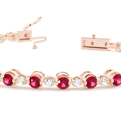 2 Prong Setting Round Ruby Tennis Bracelet