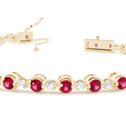 2 Prong Setting Round Ruby Tennis Bracelet