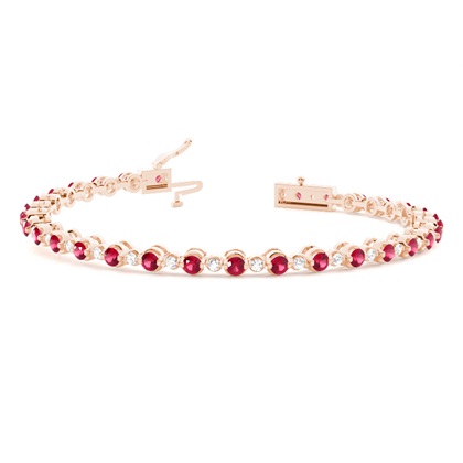 2 Prong Setting Round Ruby Tennis Bracelet