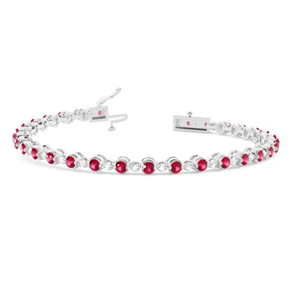 2 Prong Setting Round Ruby Tennis Bracelet