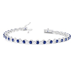 Rundes Tennisarmband in einer 2-Krappen-Fassung mit blauem Saphir