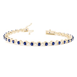 Rundes Tennisarmband in einer 2-Krappen-Fassung mit blauem Saphir