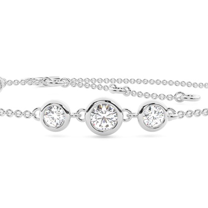 Runde, zarte Diamantarmbänder in einer Lünette