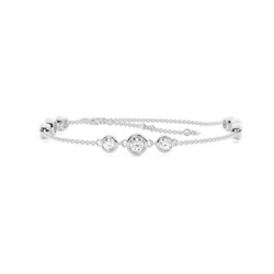 Runde, zarte Diamantarmbänder in einer Lünette