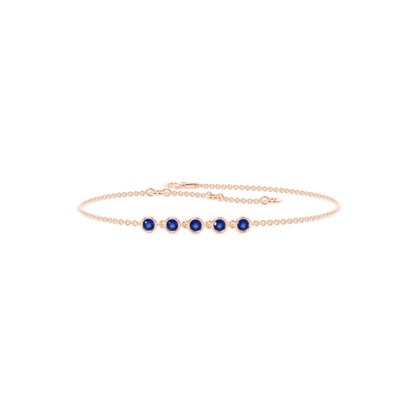 Full Bezel Setting Round Blue Sapphire Everyday Bracelet