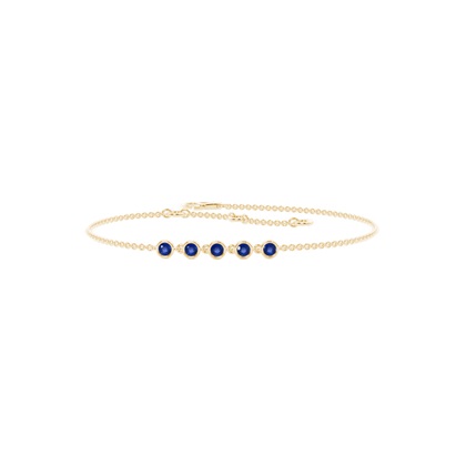 Full Bezel Setting Round Blue Sapphire Everyday Bracelet