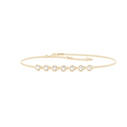 Runde, zarte Diamantarmbänder in einer Lünette