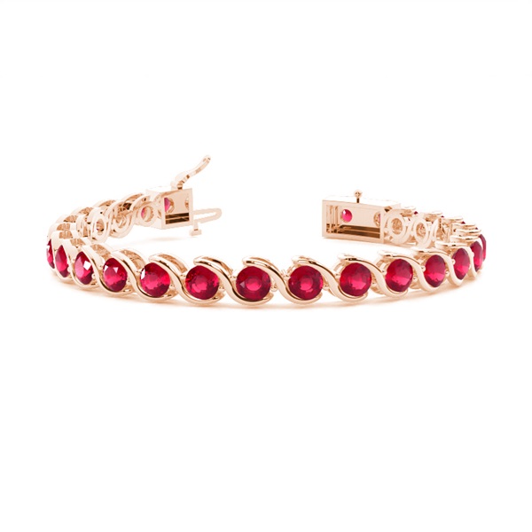 Semi Bezel Setting Round Ruby Tennis Bracelet