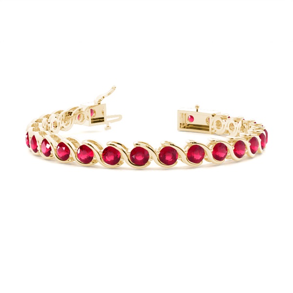 Semi Bezel Setting Round Ruby Tennis Bracelet