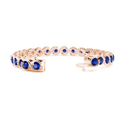 Rundes Tennisarmband mit blauem Saphir in Halblünettenfassung