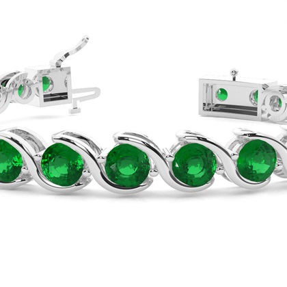 Rundes Tennisarmband mit Halblünettenfassung