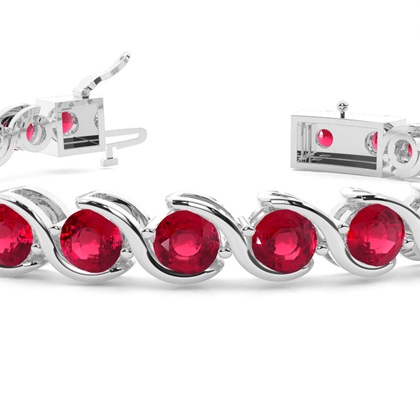Semi Bezel Setting Round Ruby Tennis Bracelet