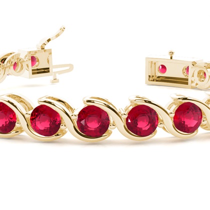 Semi Bezel Setting Round Ruby Tennis Bracelet