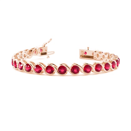 Semi Bezel Setting Round Ruby Tennis Bracelet