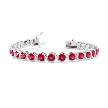 Semi Bezel Setting Round Ruby Tennis Bracelet