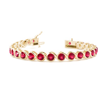 Semi Bezel Setting Round Ruby Tennis Bracelet