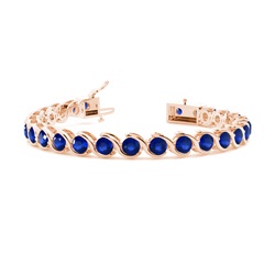 Rundes Tennisarmband mit blauem Saphir in Halblünettenfassung