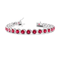 Rundes Rubin-Tennis-Armband in Halblünettenfassung