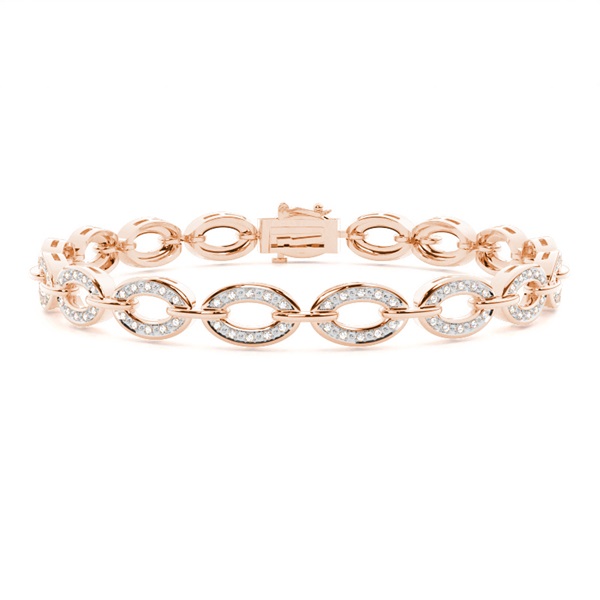 Pave Set Round Diamond Link Bracelet