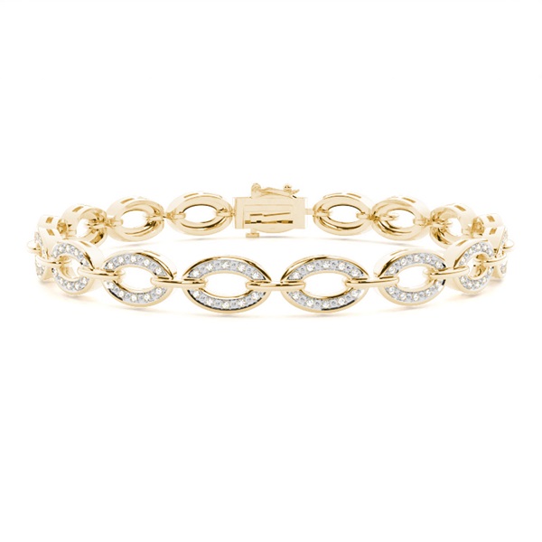 Pave Set Round Diamond Link Bracelet