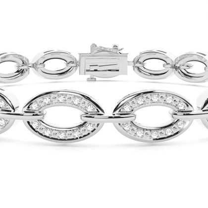 Pave Set Round Diamond Link Bracelet