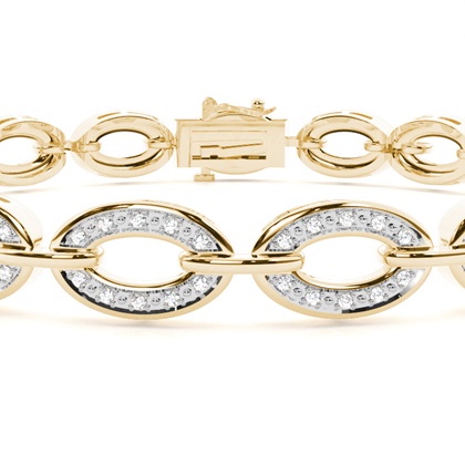 Pave Set Round Diamond Link Bracelet