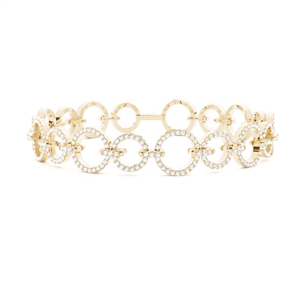 Micro Pave Setting Round Diamond Link Bracelet