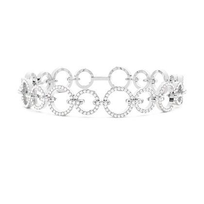 Micro Pave Setting Round Diamond Link Bracelet
