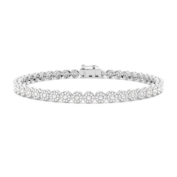Micro Pave Setting Round Diamond Link Bracelet