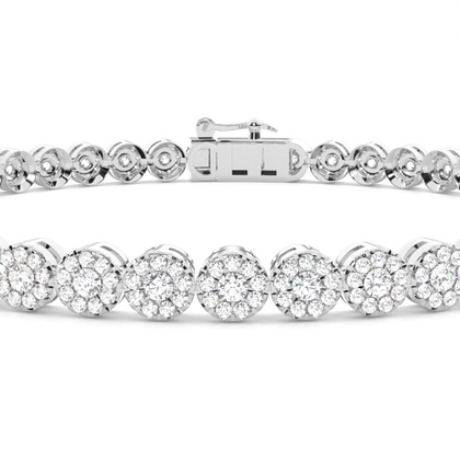 Micro Pave Setting Round Diamond Link Bracelet