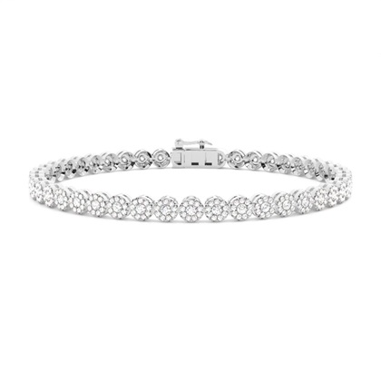 Micro Pave Setting Round Diamond Link Bracelet