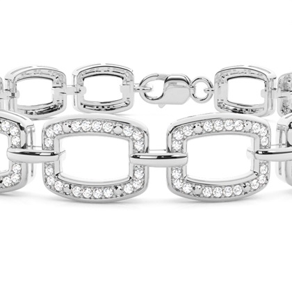 Micro Pave Setting Round Diamond Link Bracelet