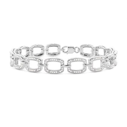Micro Pave Setting Round Diamond Link Bracelet