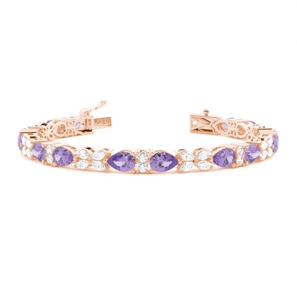 4 Prong Setting Pear Amethyst Tennis Bracelet