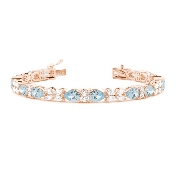 4 Prong Setting Pear Aquamarine Tennis Bracelet