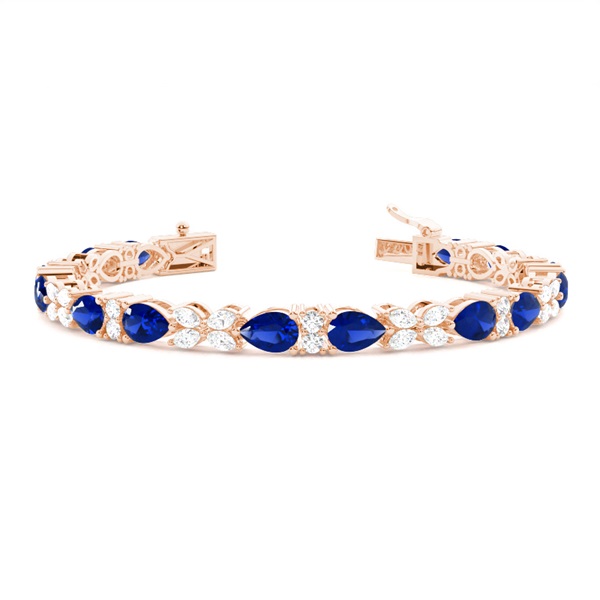 Prong Setting Blue Sapphire Designer Bracelet