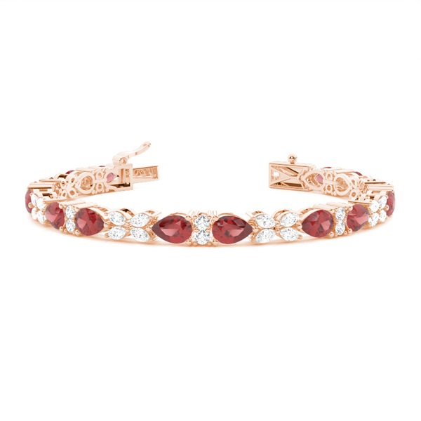 4 Prong Setting Pear Garnet Tennis Bracelet