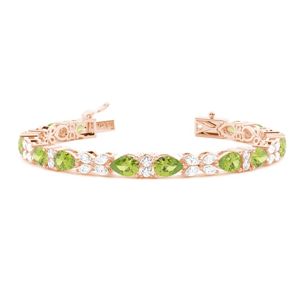 4 Prong Setting Pear Peridot Tennis Bracelet
