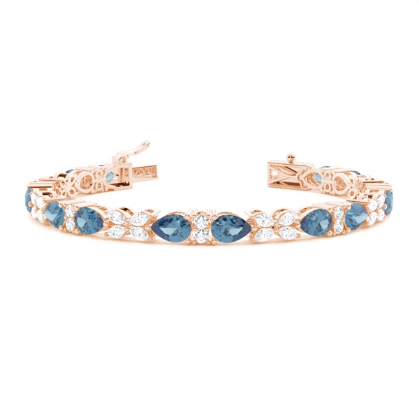 4 Prong Setting Pear Blue Topaz Tennis Bracelet