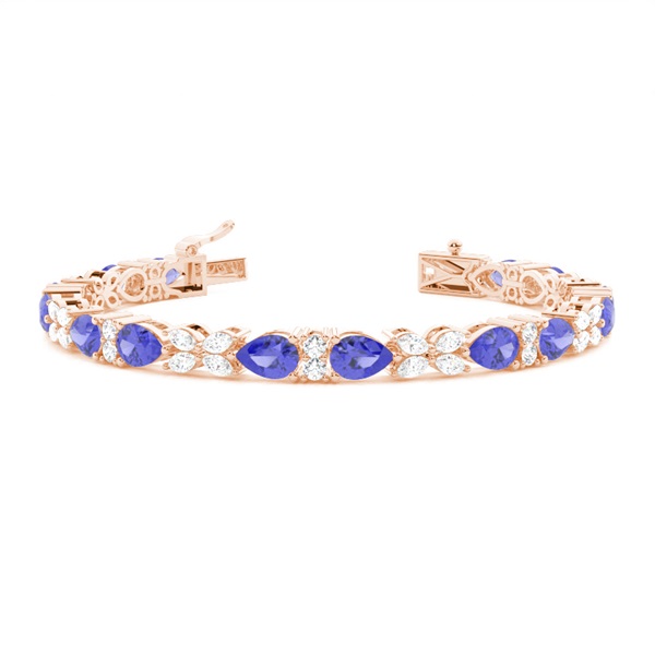 4 Prong Setting Pear Tanzanite Tennis Bracelet