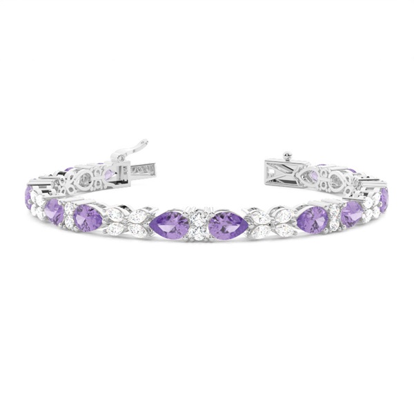 4 Prong Setting Pear Amethyst Tennis Bracelet