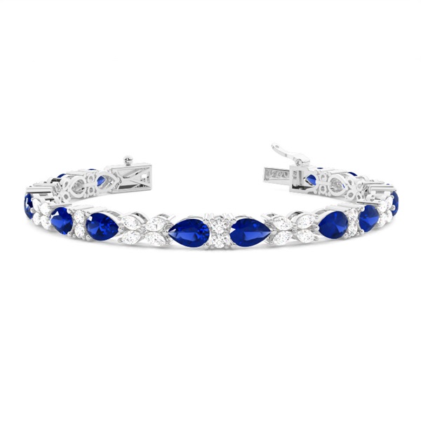 Prong Setting Blue Sapphire Designer Bracelet