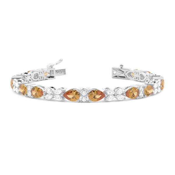 4 Prong Setting Pear Citrine Tennis Bracelet