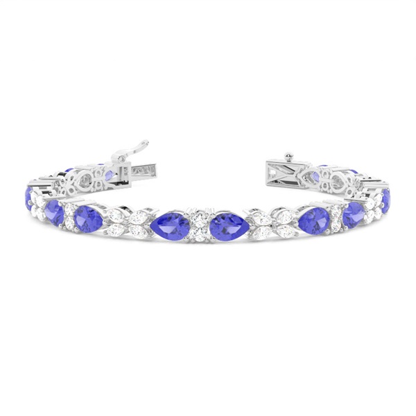 4 Prong Setting Pear Tanzanite Tennis Bracelet
