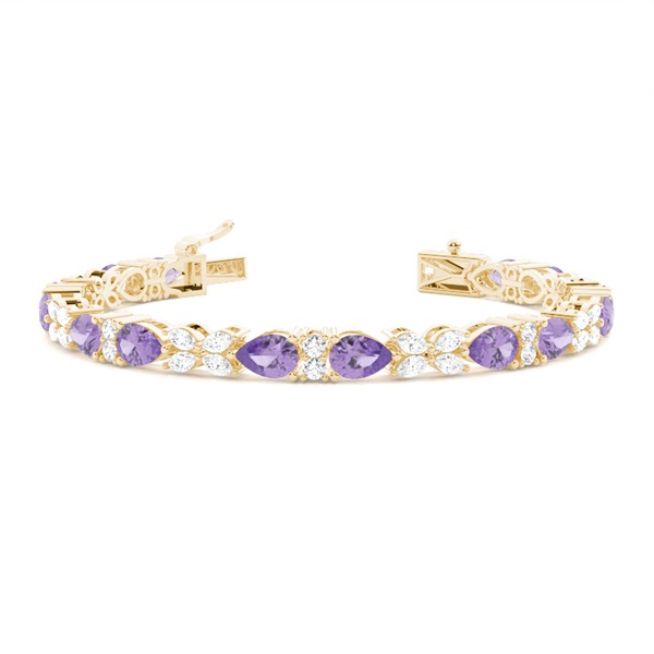 4 Prong Setting Pear Amethyst Tennis Bracelet