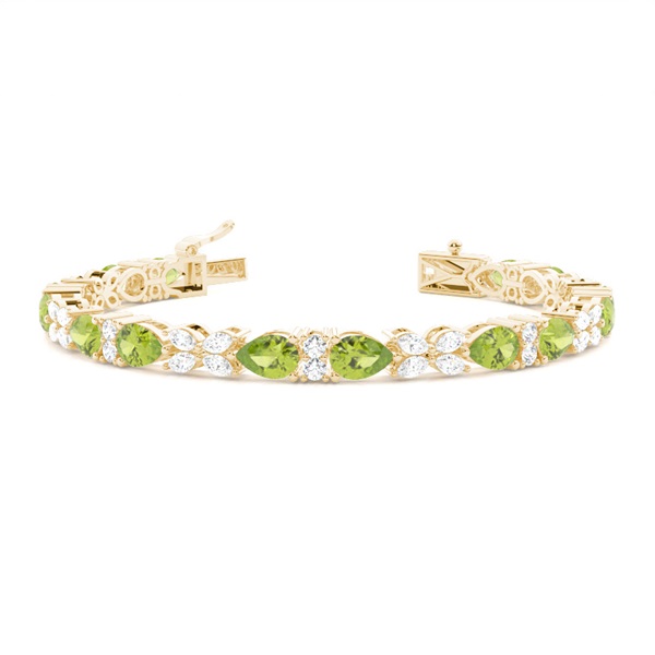4 Prong Setting Pear Peridot Tennis Bracelet